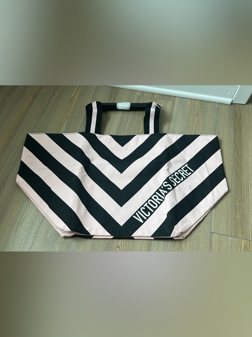 NWT Victoria's Secret Pink and Black Striped Tote